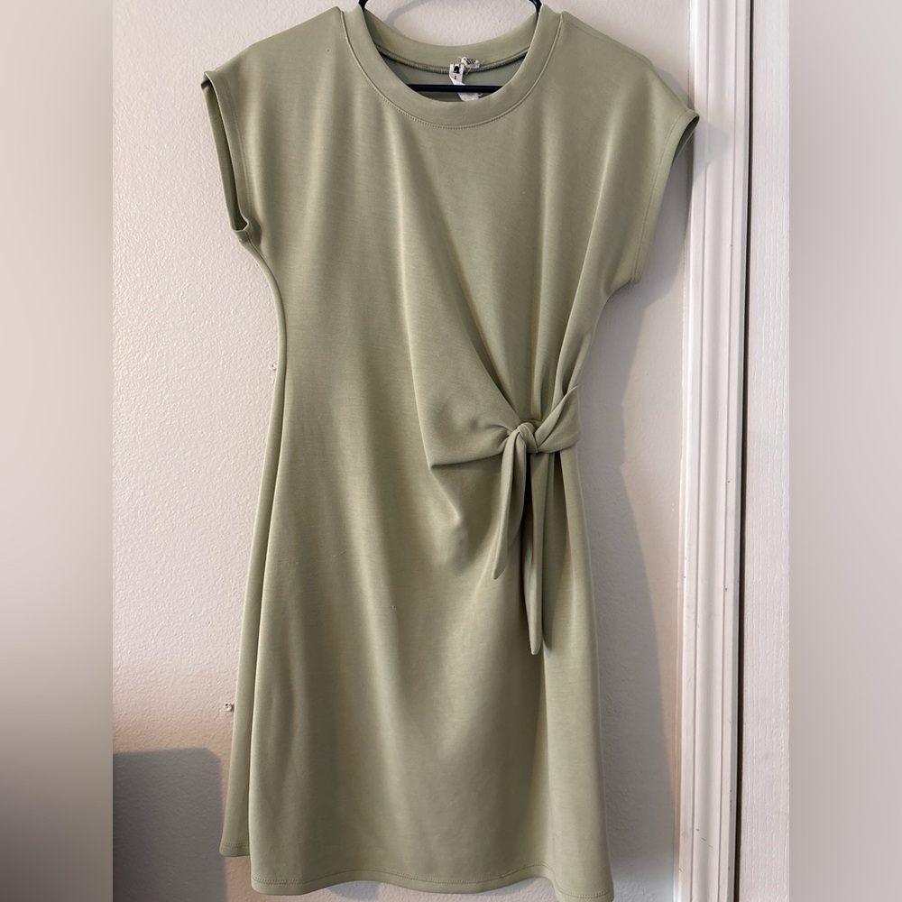 Cable & Gauge Sage Green Tie-Front Mini Dress